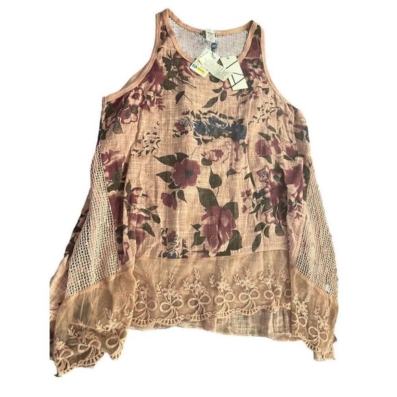 VASNA Boho Lagenlook Layered Flowy Mesh top size S - Picture 4 of 7